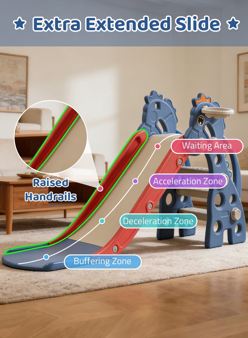 MaBaby Kids Folding SlideToddler Slide for Age 1-3 Kids Baby Slide Indoor Playset Outdoor Playground Foldable Slides for Toddlers Backyard Climber Set with Stairs Basketball Hoop and Ball - Image 5